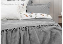 Постельное белье Washed Cotton Saheser - Eveline A.Gri с вышивкой и покрывалом пике (Turkey), евро